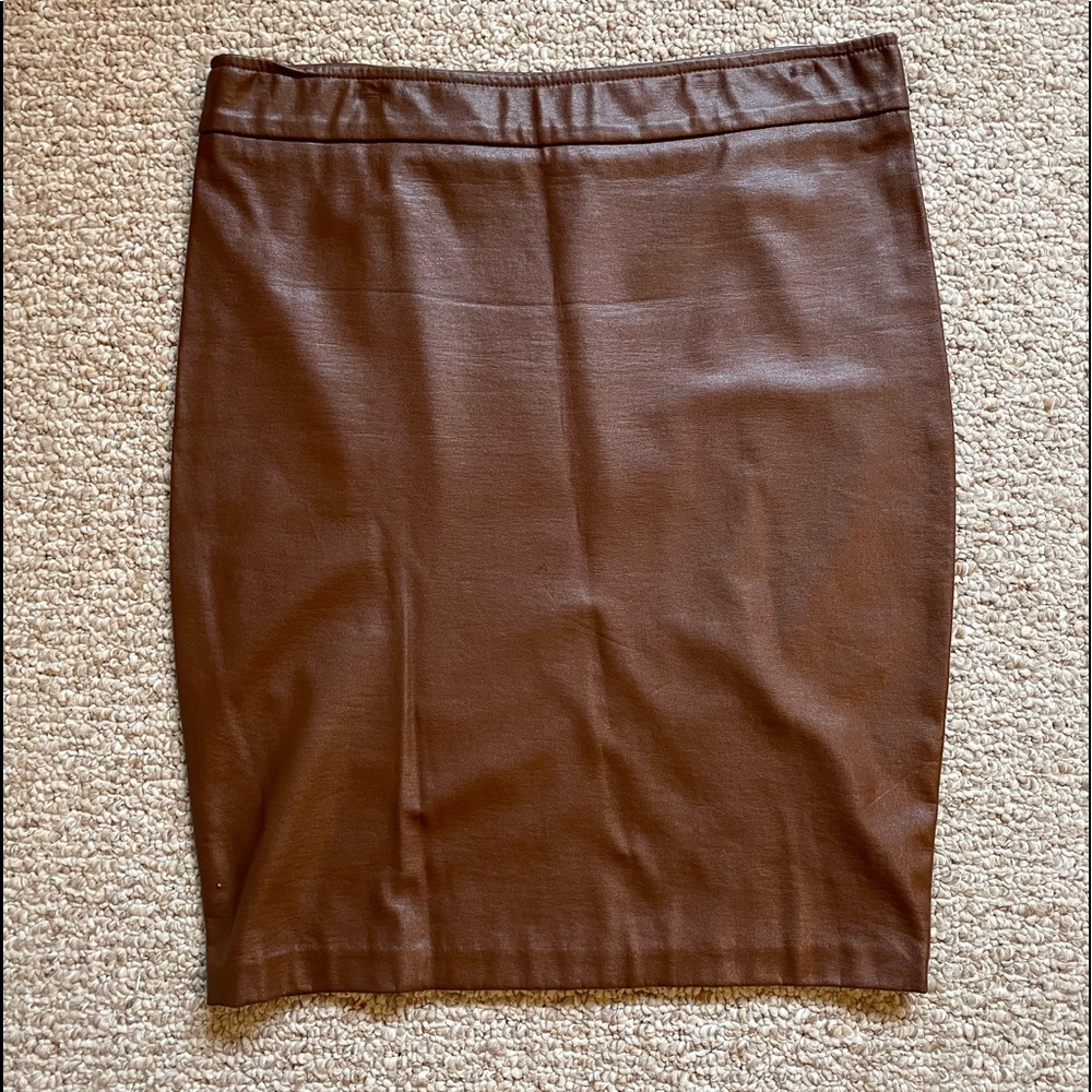 Avenue Montaigne Brown Vegan Leather Skirt 8